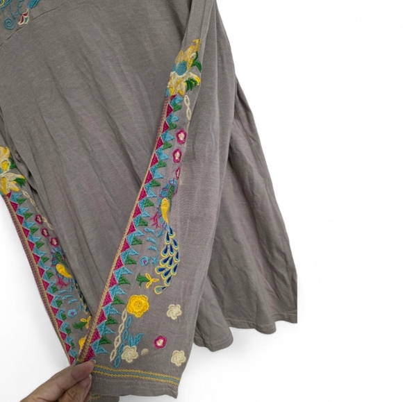 All About Her Gray Long Sleeve Top with Colorful Embroidery Size Medium - Picture 8 of 10